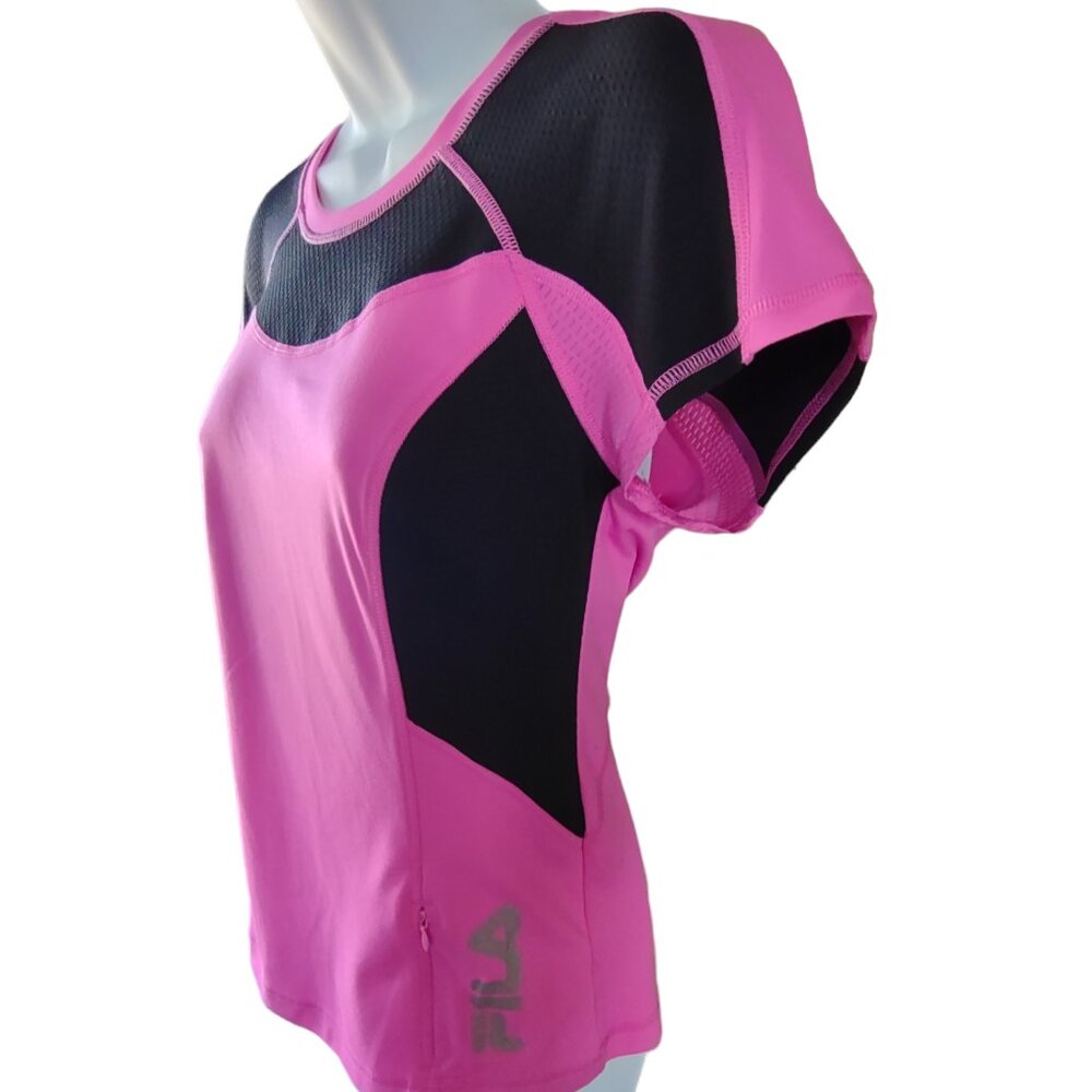 FILA Activewear Top Large Pocket Sz S Fuchsia Black - Picture 6 of 14